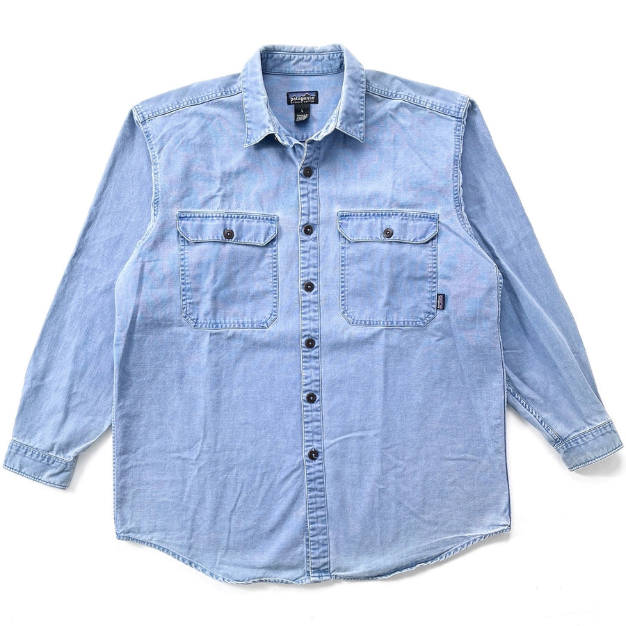 1996 Patagonia Garment-Dyed Cotton Canvas Shirt, Light Blue (L)
