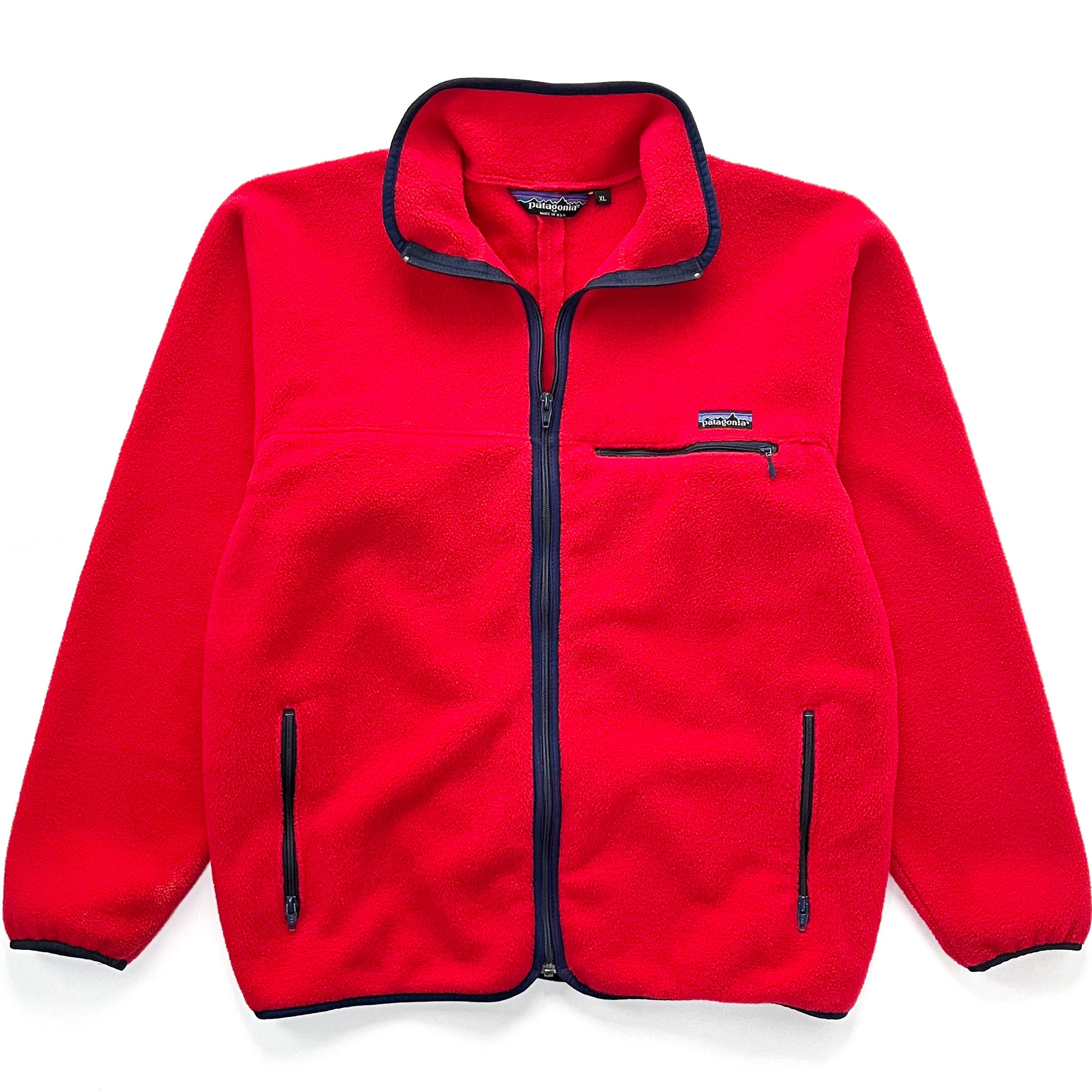 1986 Patagonia Made In The U.S.A. Synchilla Cardigan, Red & Navy (L)