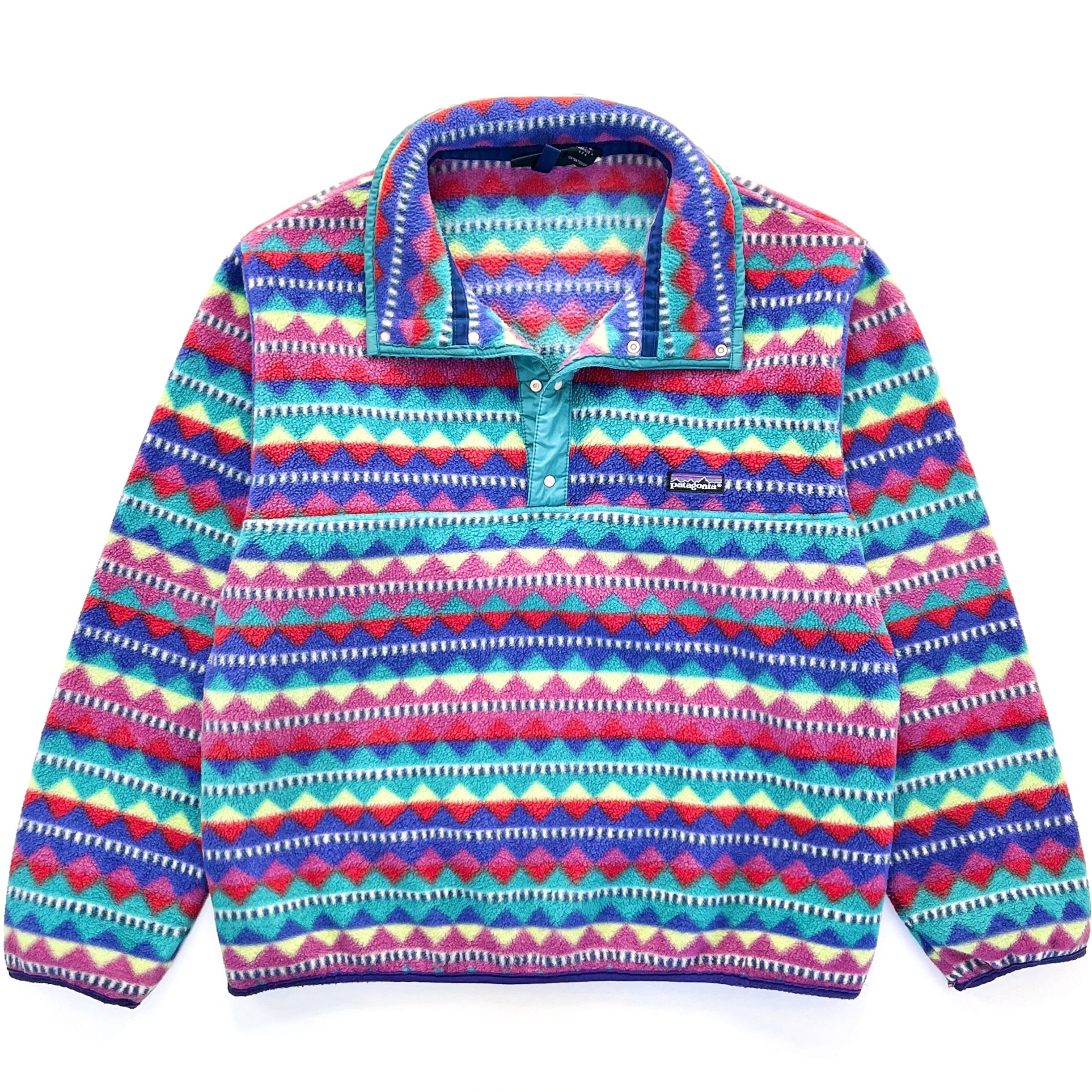 1992 Patagonia Made In The U.S.A. Printed Synchilla Snap-T, Diamonds (L)