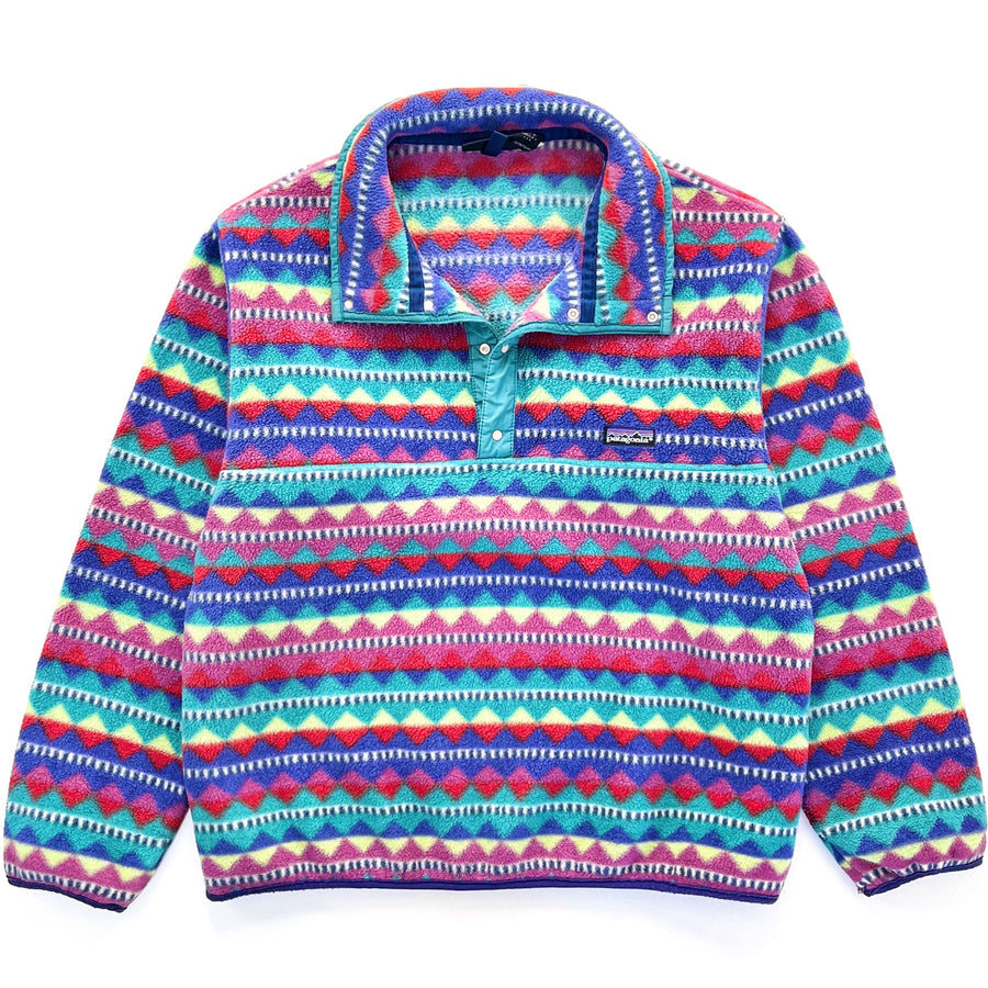 1992 Patagonia Made In The U.S.A. Printed Synchilla Snap-T, Diamonds (L)