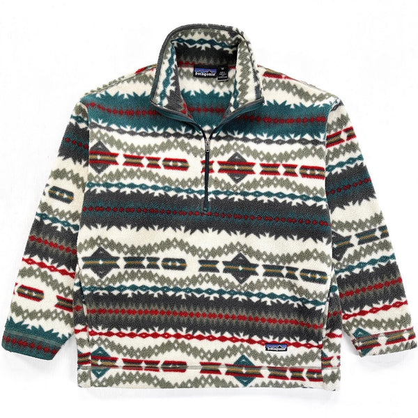1994 Patagonia Printed Synchilla Sweater, Sacajawea: Ivory (M)