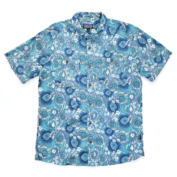 2022 Patagonia Hemp/Cotton Back Step Shirt: Rincon Hunt- Anacapa Blue (L)
