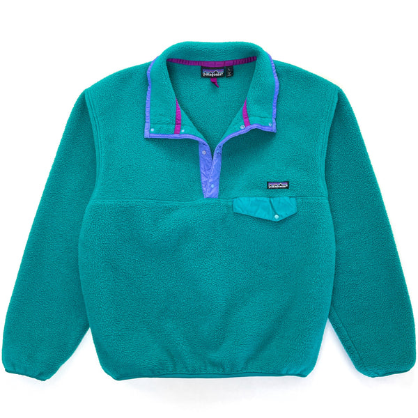 1990 Patagonia Made In The U.S.A. Synchilla Snap-T, Emerald / Purple (L)