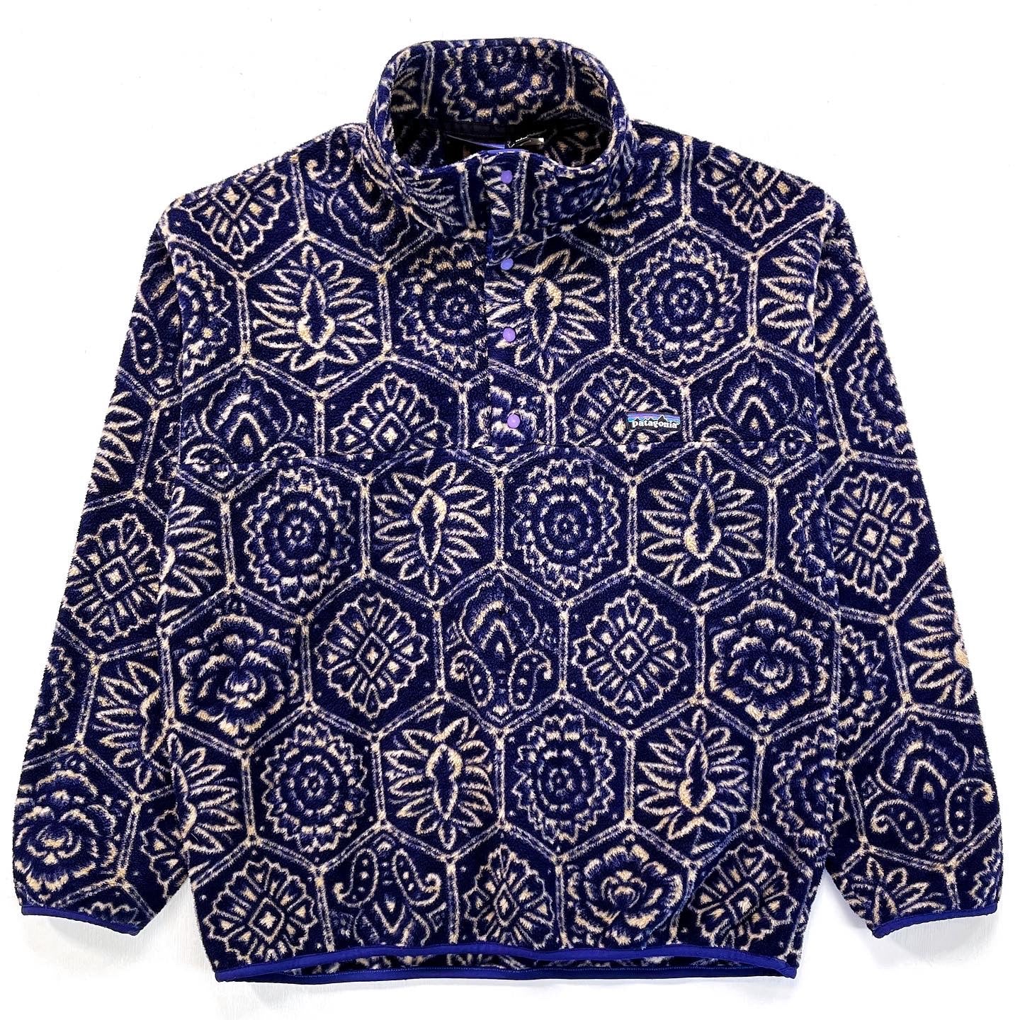 1995 Patagonia Printed Synchilla Snap-T Pullover, Nepali Hexagon (L)