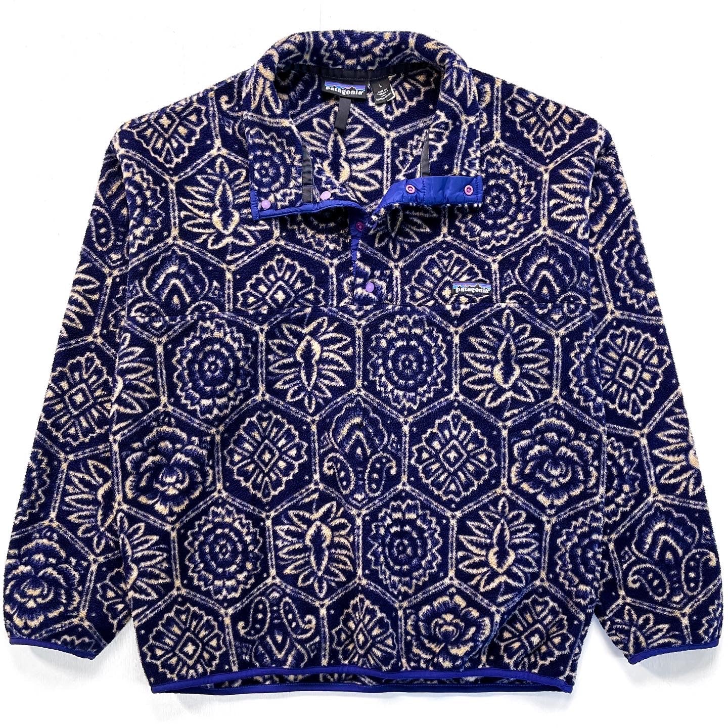 1995 Patagonia Printed Synchilla Snap-T Pullover, Nepali Hexagon (L)