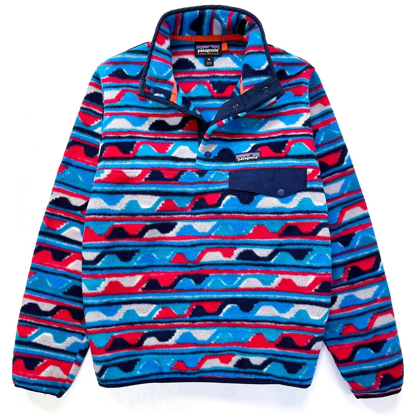 2016 Patagonia Printed Synchilla Snap-T, Delta: Navy Blue (XS/S)