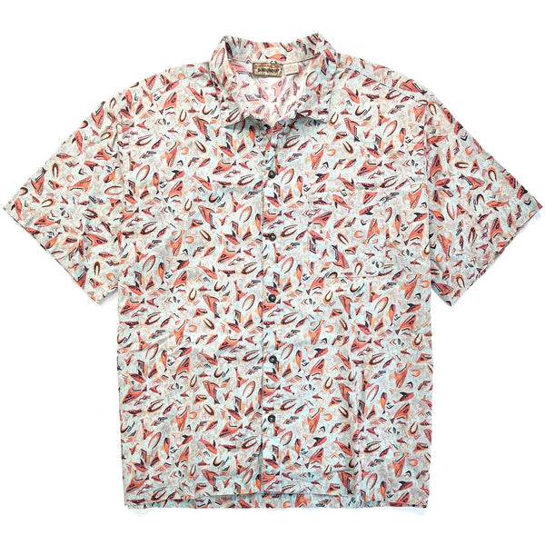 1993 Patagonia Mens A/C Cotton Print Shirt, Piranha Print (L)