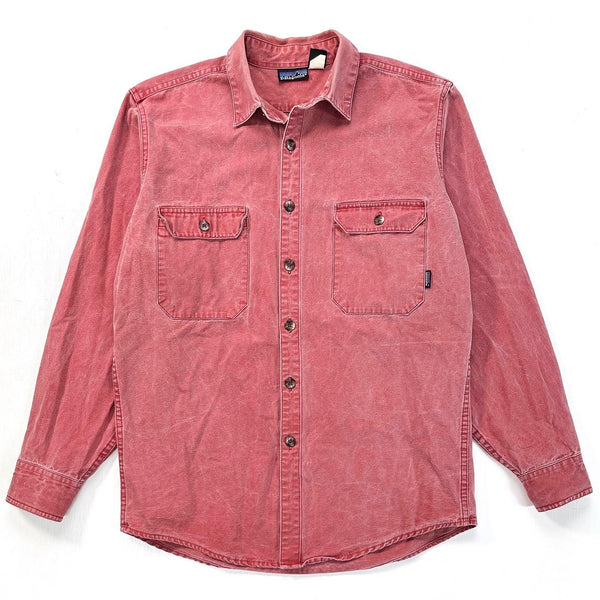 1992 Patagonia Mens Cotton Canvas Shirt, Weathered Red (M)
