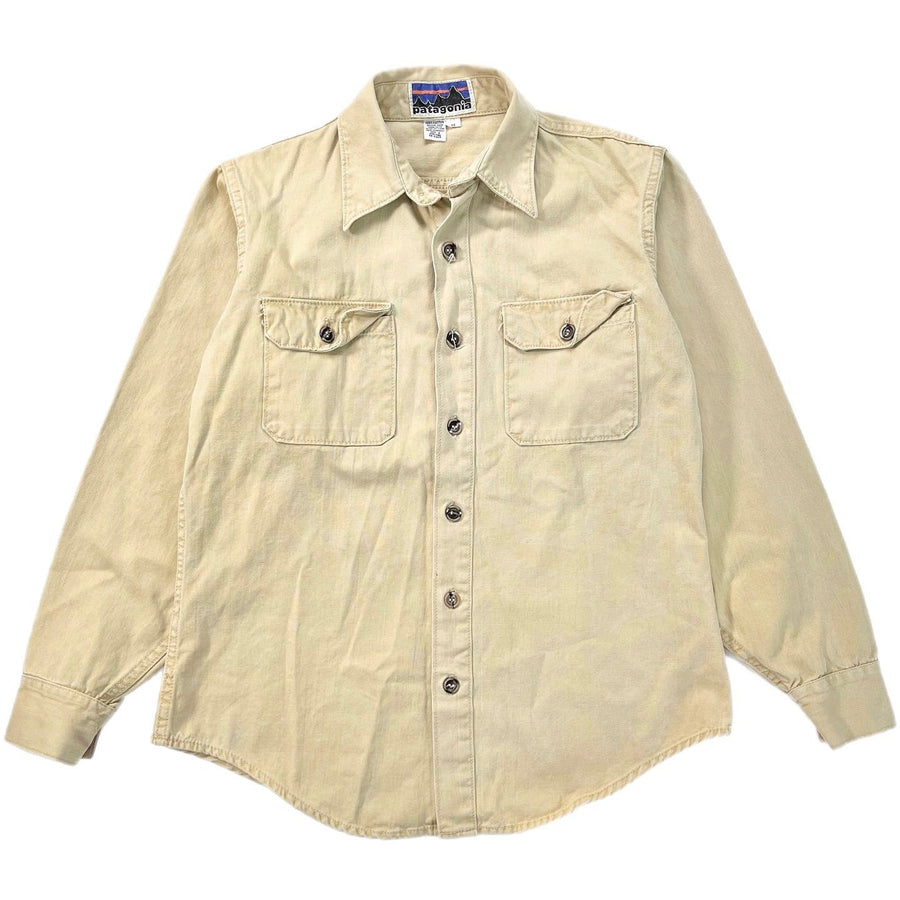 1970s Patagonia ‘Big Label’ Original Cotton Canvas Shirt, Tan (S/M)