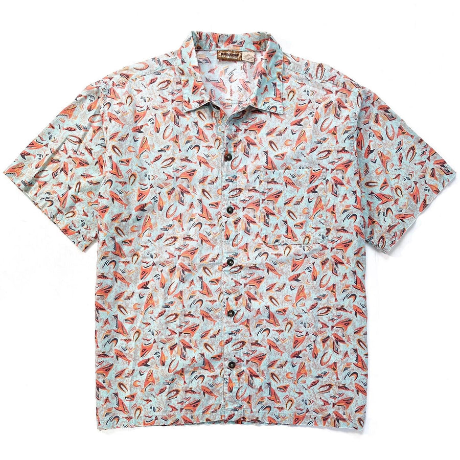 1993 Patagonia Mens A/C Cotton Print Shirt, Bonefish (M/L)