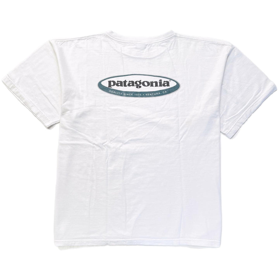 1990s Patagonia Organic Cotton T-Shirt, Oval Logo (XL) *Flaws*