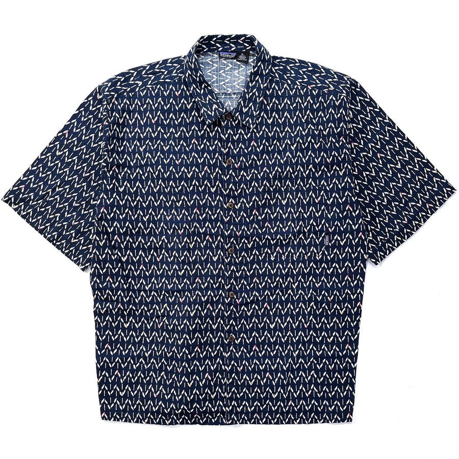 2000 Patagonia Mens Organic Cotton A/C Print Shirt, Navy (XL)
