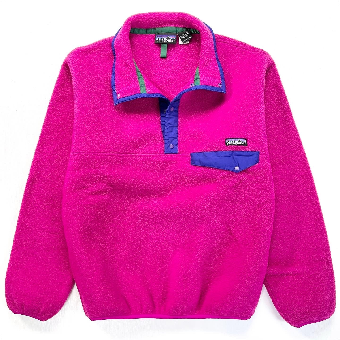 1992 Patagonia Synchilla Snap-T Pullover, Pinko & Cobalt (S)