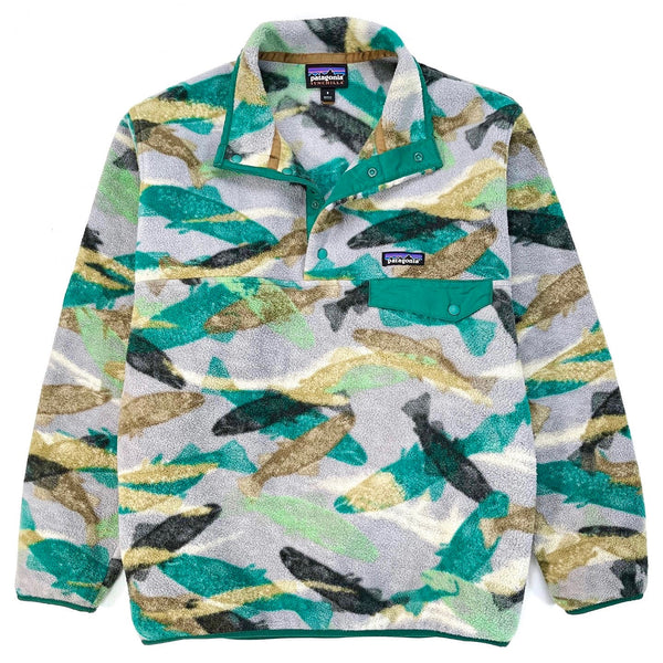 2016 Patagonia Printed Synchilla Snap-T, Trout Tails: Green (S)