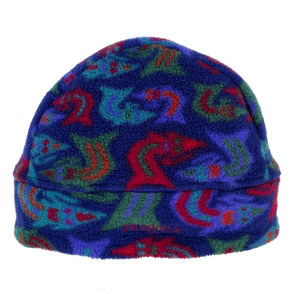 1997 Patagonia Printed Synchilla Hat, Lizard Fish: Blueberry (L)