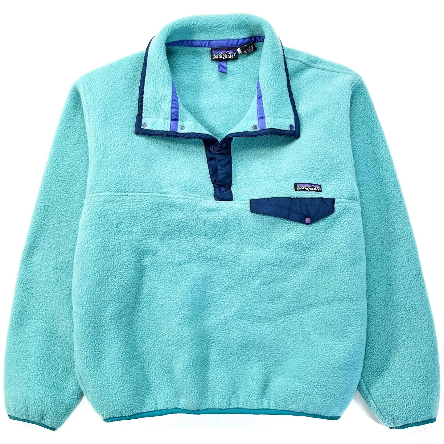 1993 Patagonia Synchilla Snap-T, Sea Green & Ink Blue (L)