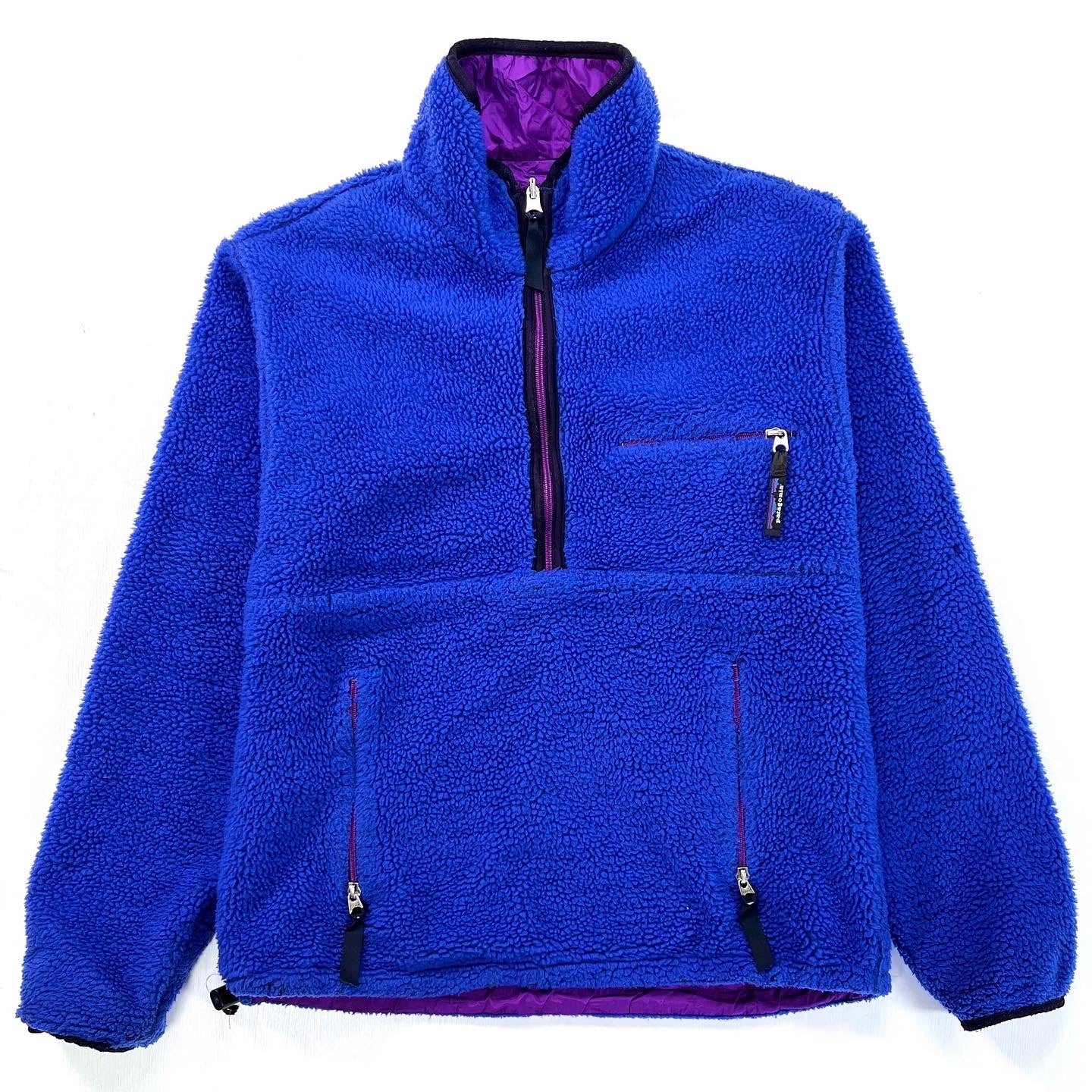 1992 Patagonia Reversible Pile Glissade Pullover, Blueberry (S)