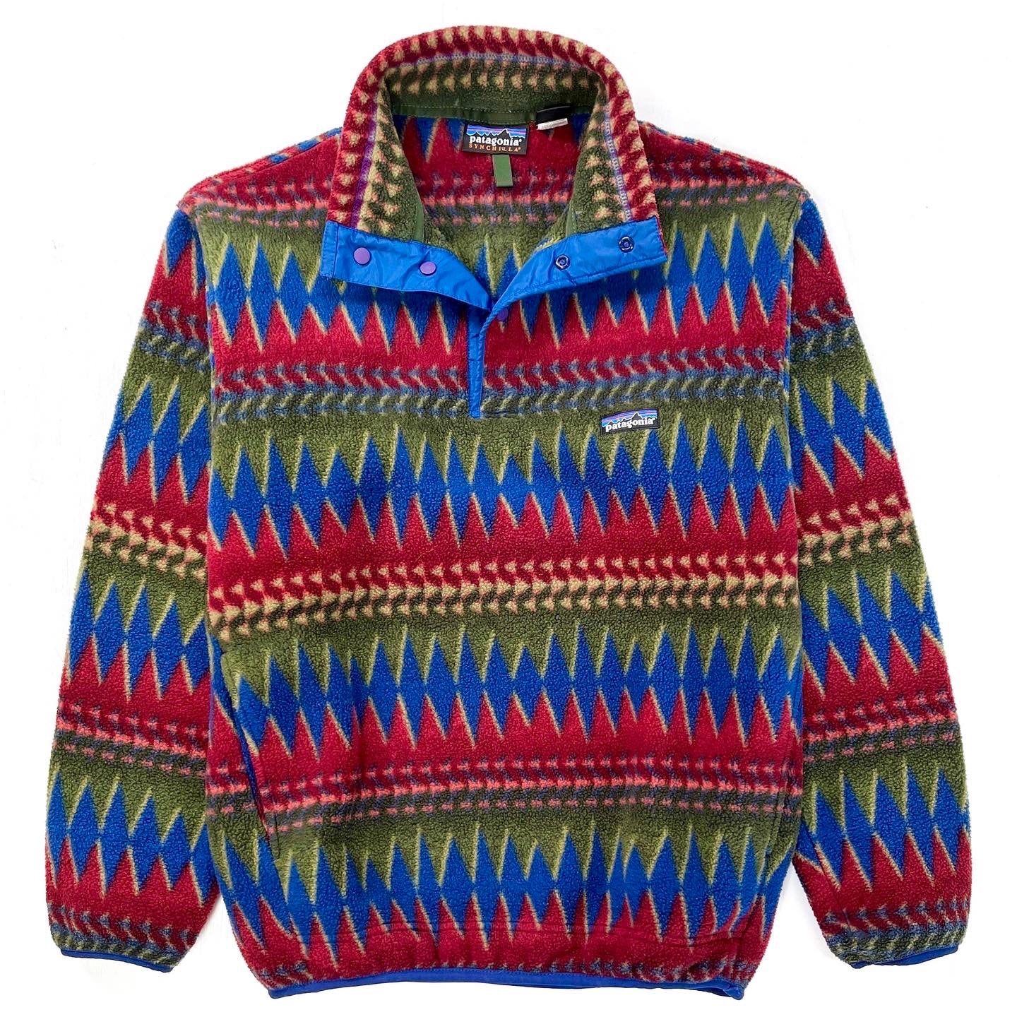 1996 Patagonia Printed Synchilla Snap-T, Minnehaha: Carmine (S)