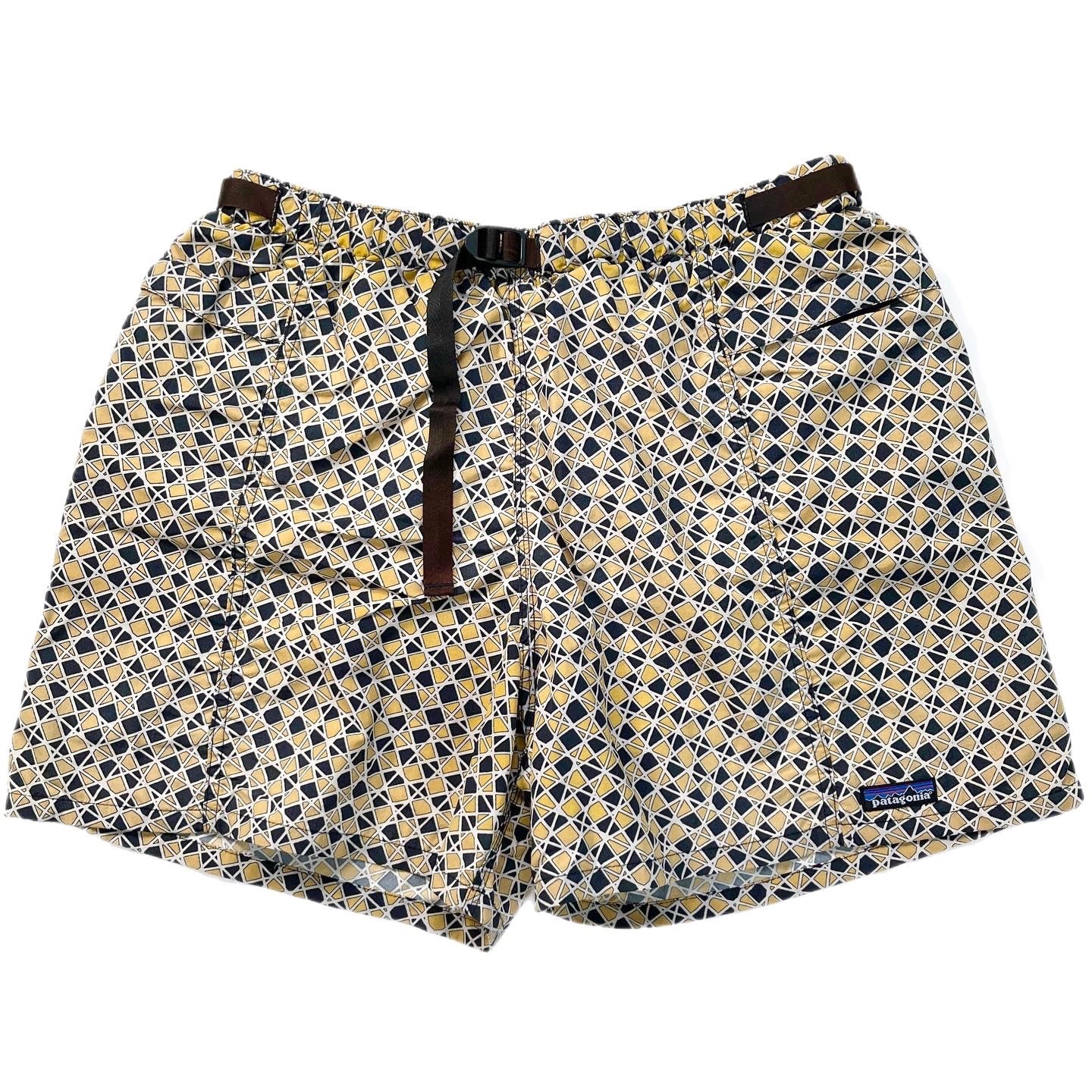 1999 Patagonia Mens 5” Printed River Shorts, Gridlock: Pear (XL)