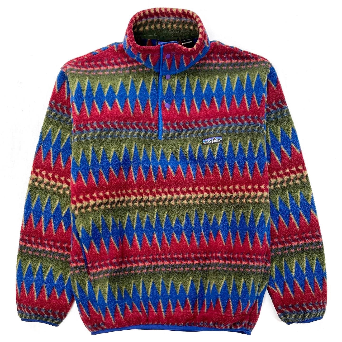 1996 Patagonia Printed Synchilla Snap-T, Minnehaha: Carmine (S)