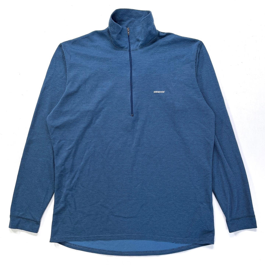 2010s Patagonia Mens Lightweight Capilene Zip-Neck Pullover, Blue (M)