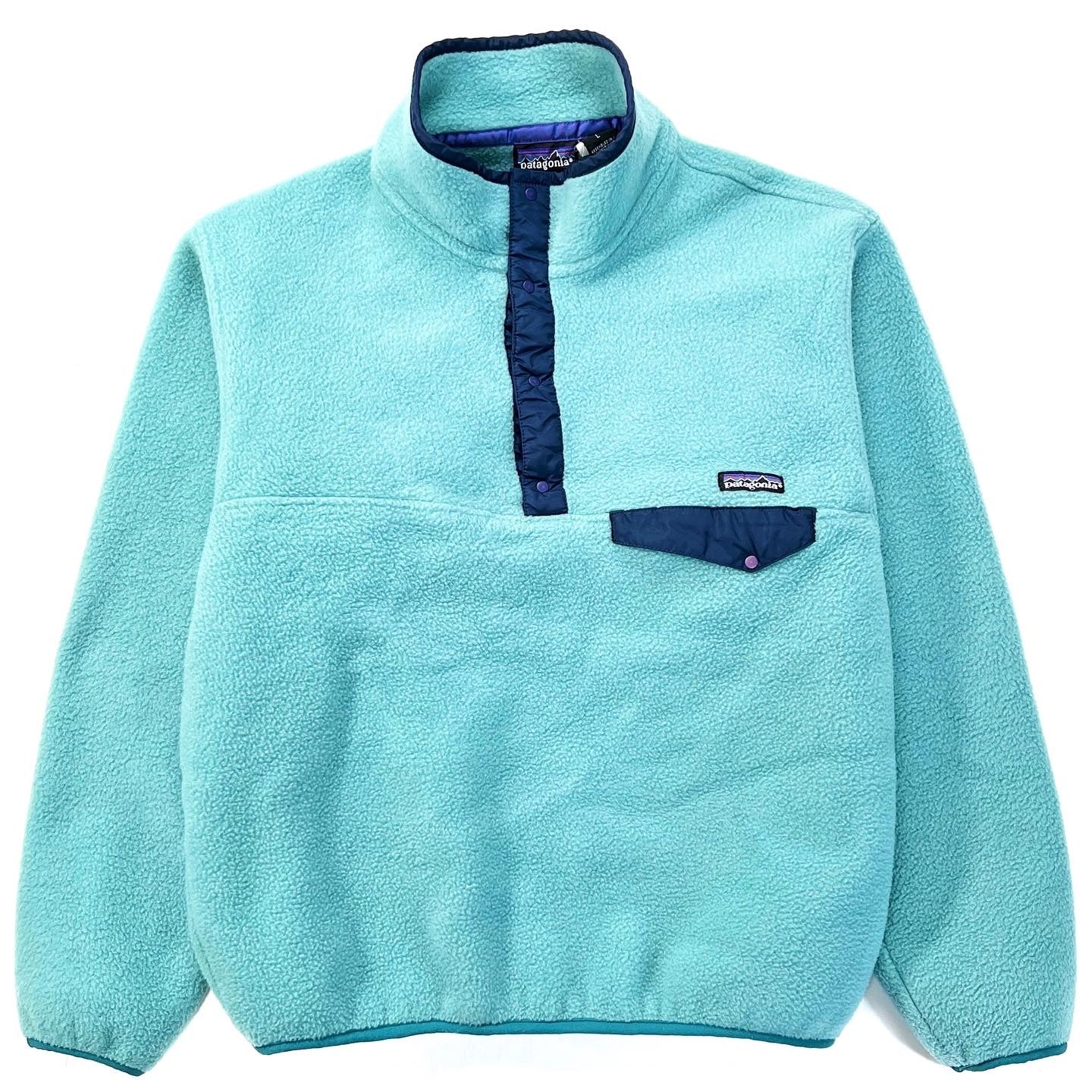 1993 Patagonia Synchilla Snap-T, Sea Green & Ink Blue (L)