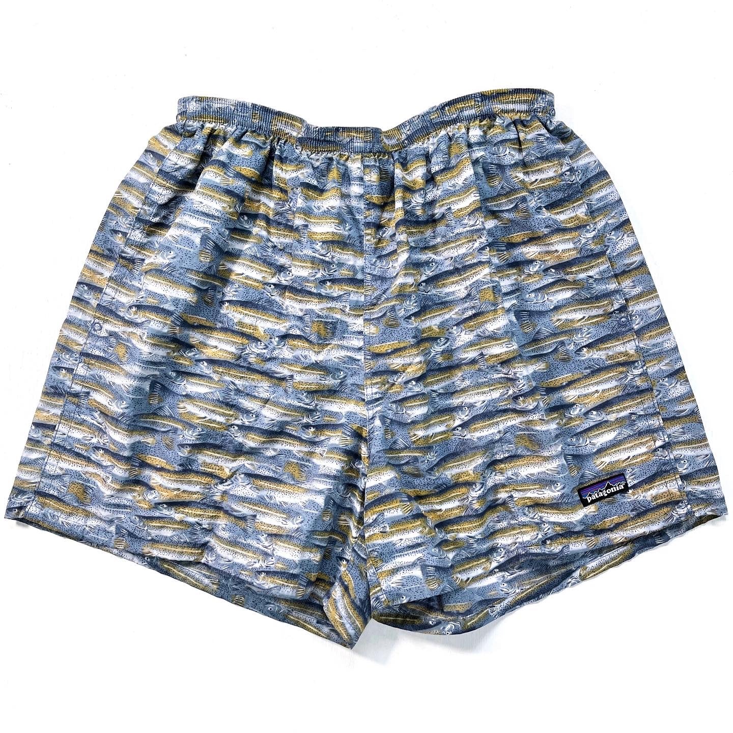 2005 Patagonia Mens 5” Printed Baggies Shorts, School of Trout (L)