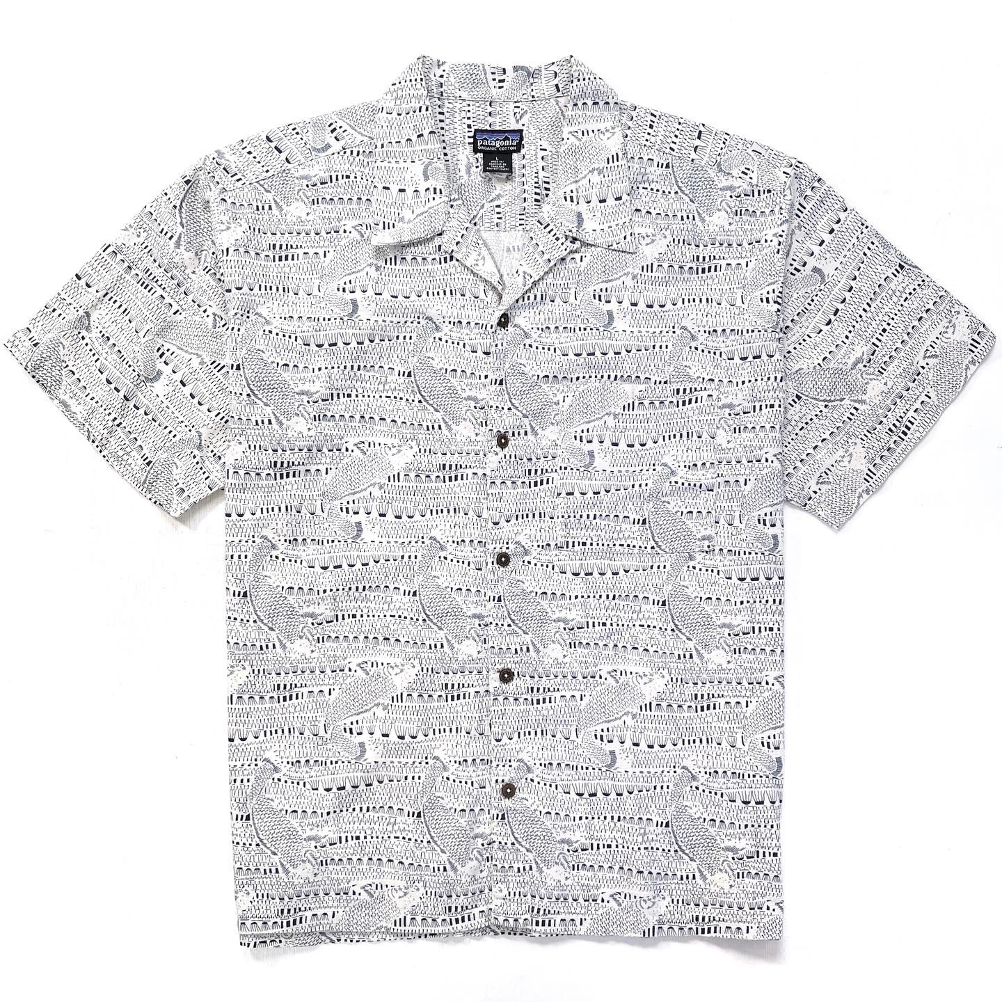 2001 Patagonia Mens A/C Cotton Print Shirt, Bonefish: Natural (L)