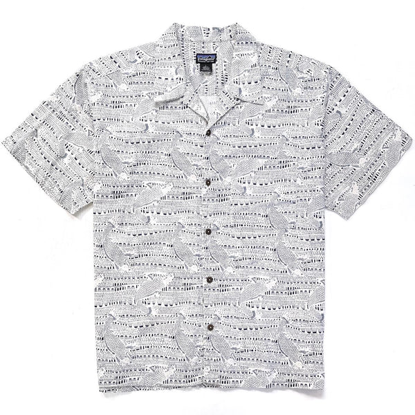 2001 Patagonia Mens A/C Cotton Print Shirt, Bonefish: Natural (L)