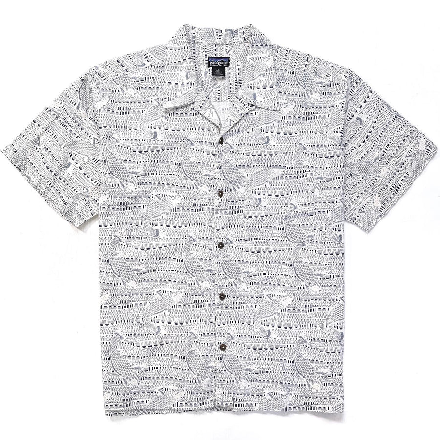 2001 Patagonia Mens A/C Cotton Print Shirt, Bonefish: Natural (L)