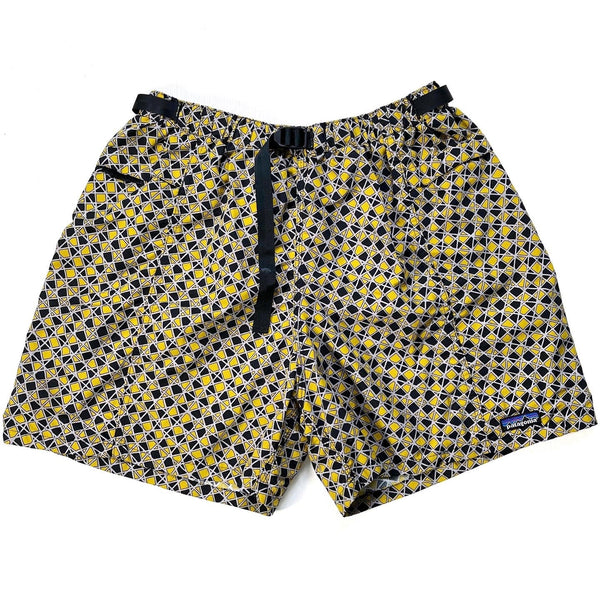 1999 Patagonia Mens 5” Printed Nylon River Shorts, Gridlock: Pear (XL)