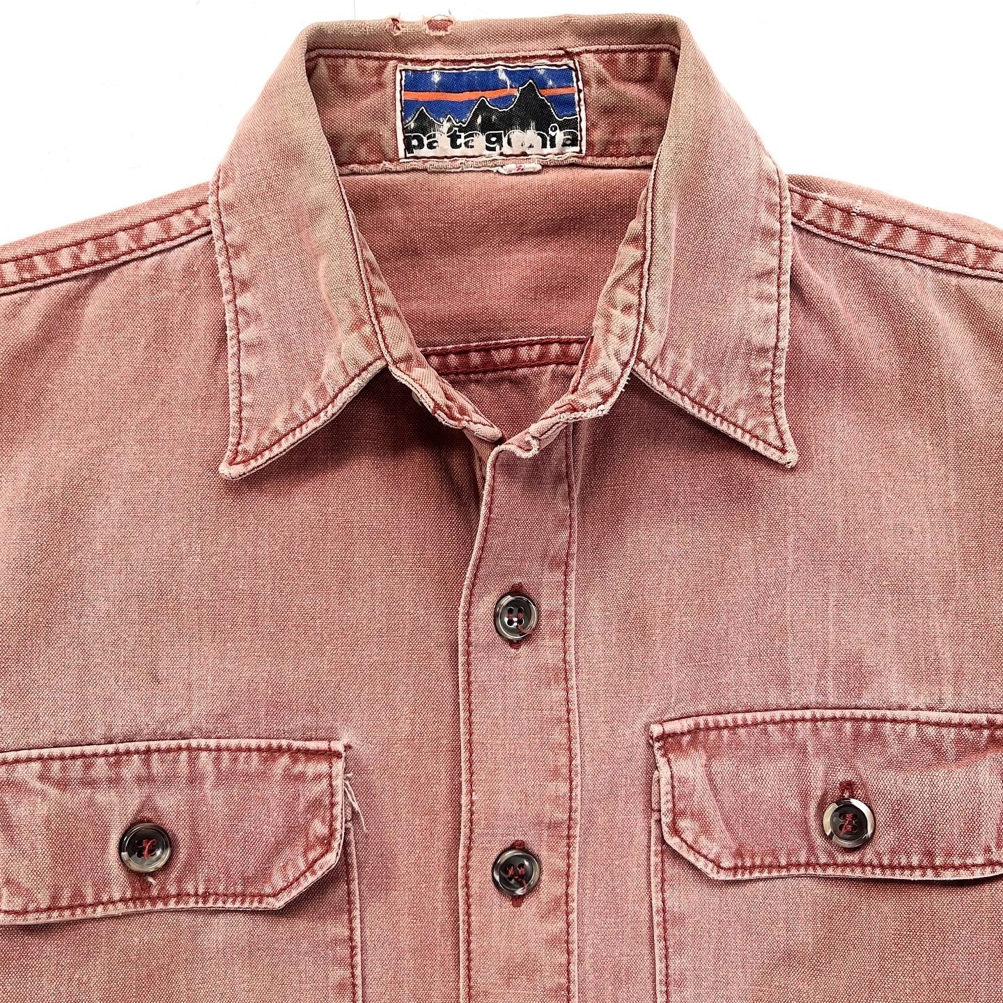 1970s Patagonia “Big Label” Cotton Canvas Shirt, Faded Rust (S)