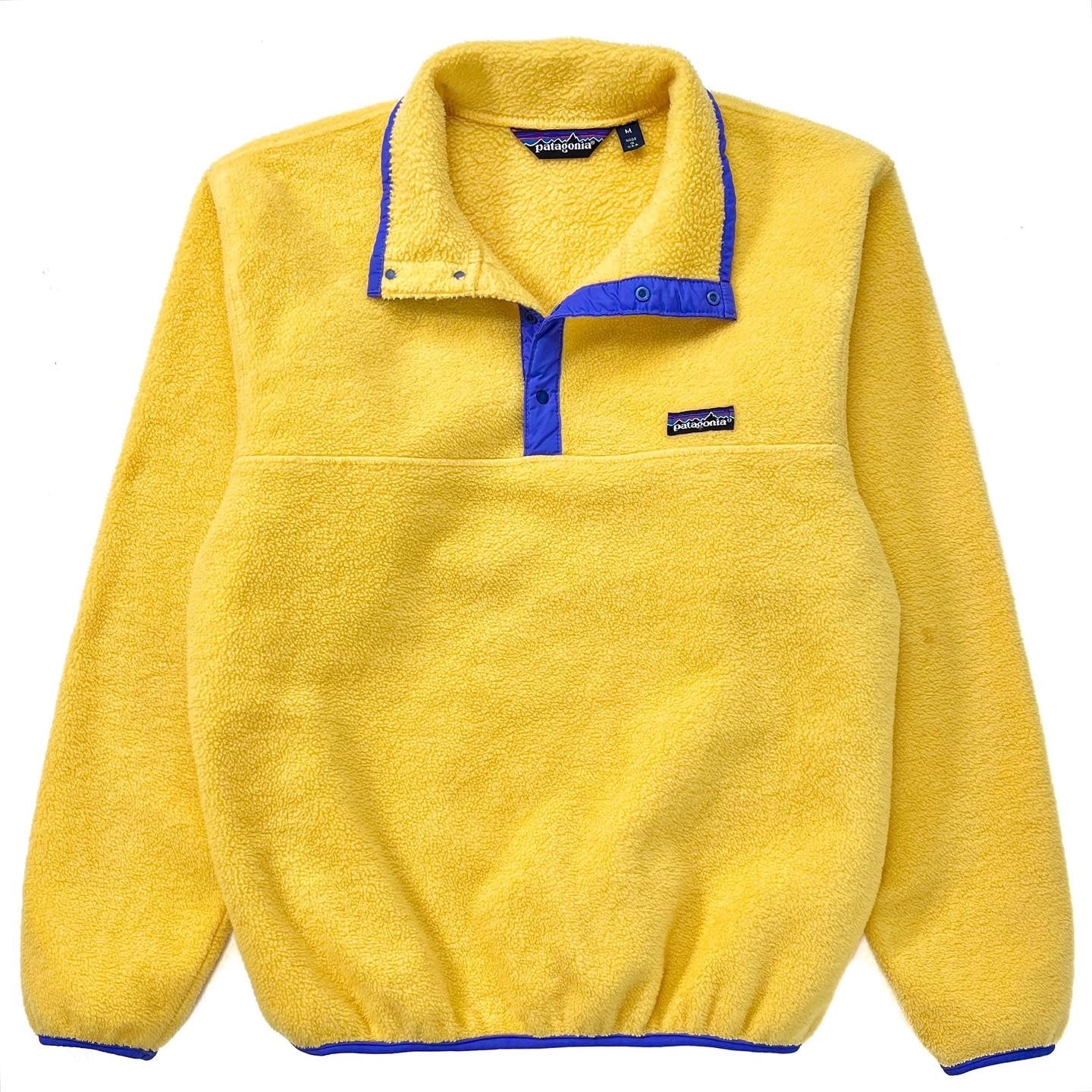 1986 Patagonia Synchilla Snap T-Neck, Yellow & Purple (M)