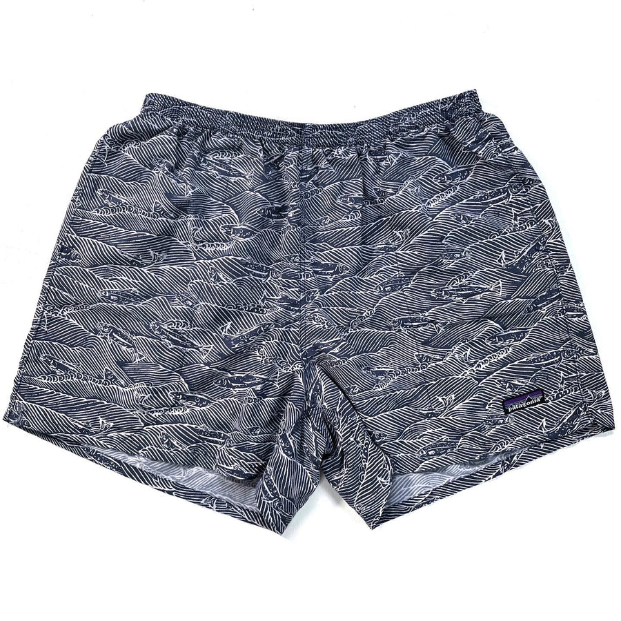 2008 Patagonia Mens 5” Printed Baggies Shorts, Fish Print (L)