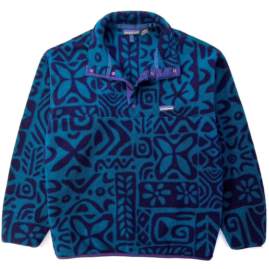 1995 Patagonia Printed Synchilla Snap-T, Island Block: Dark Teal (M)