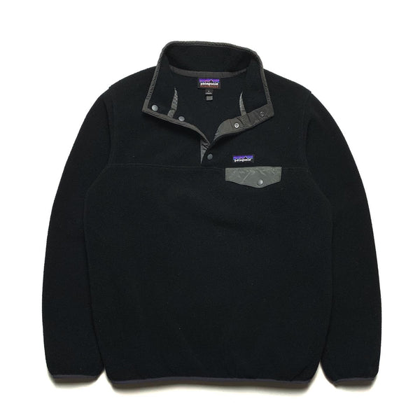 FA16 Patagonia Womens Synchilla Snap-T, Black/Grey (L)