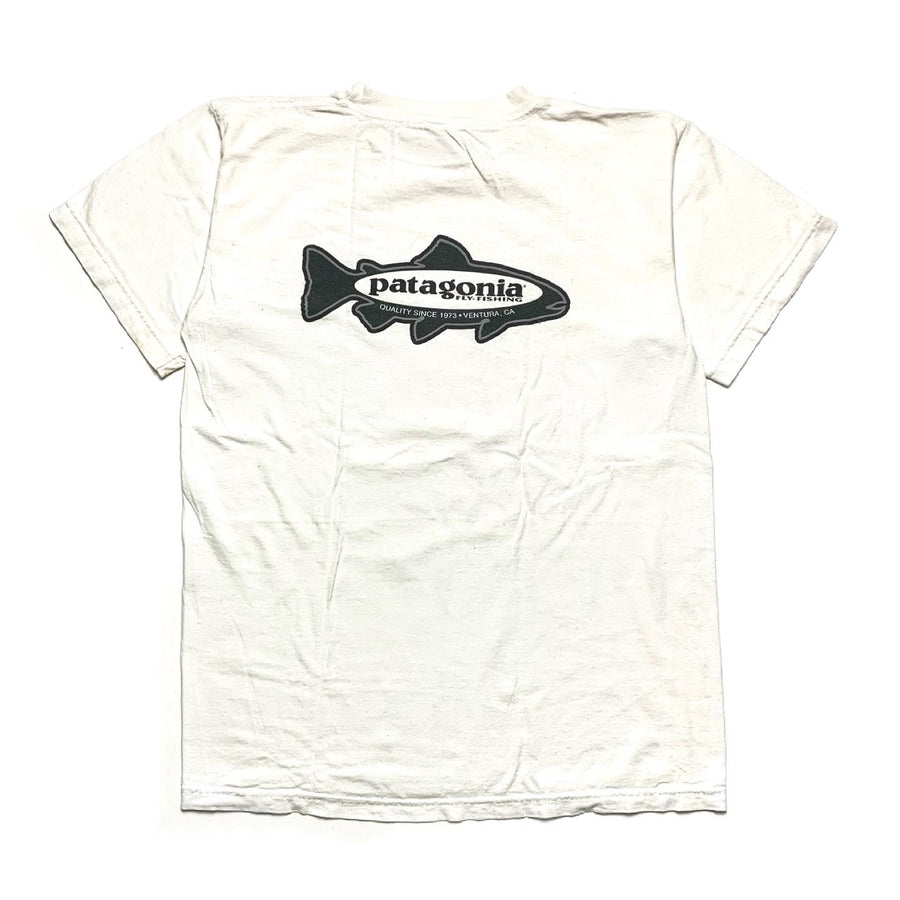 1990s Patagonia Organic Cotton Fly Fishing T Shirt, White (M)