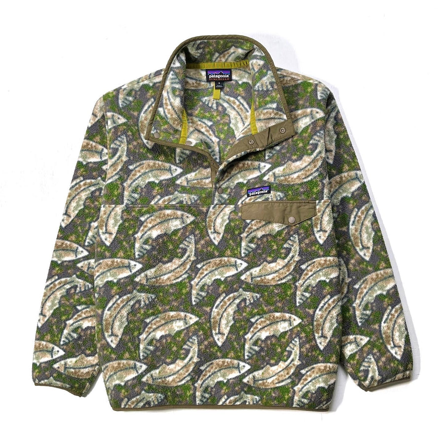 2017 Patagonia Printed Synchilla Snap-T, Leaping: Green (S/M)