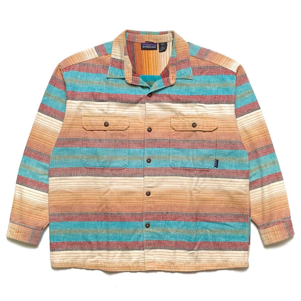 Fall 1994 Patagonia Heavy Flannel Shirt, Blanket Stripe: Saffron (L/XL)