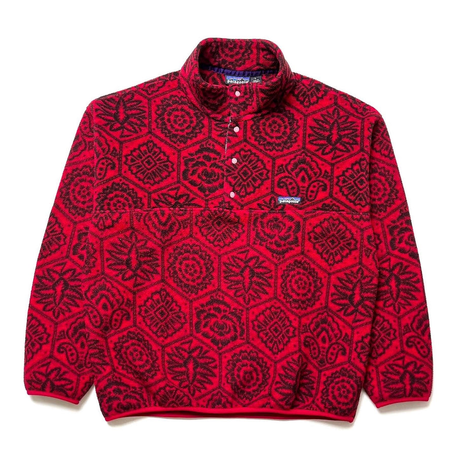 1995 Patagonia Printed Synchilla Snap-T, Nepali Hexagon: Chili (L)