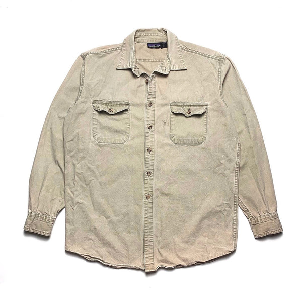 1980s Patagonia L/S Canvas Work Shirt, Stone (L/XL)