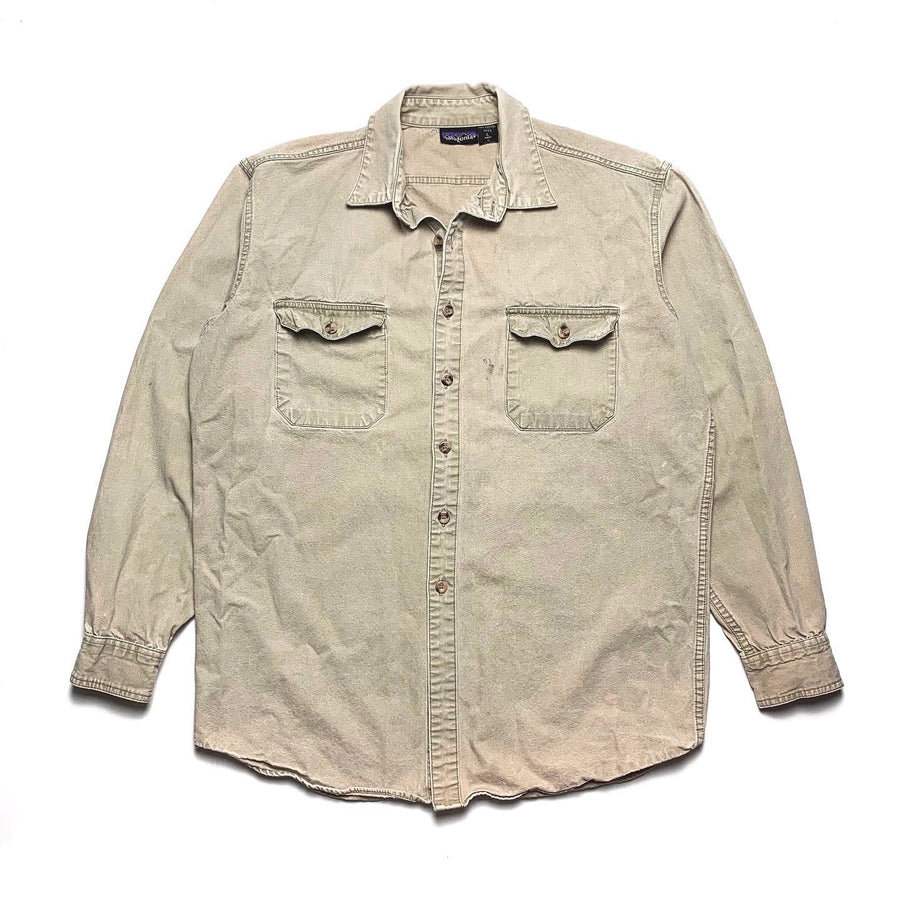 1980s Patagonia L/S Canvas Work Shirt, Stone (L/XL)
