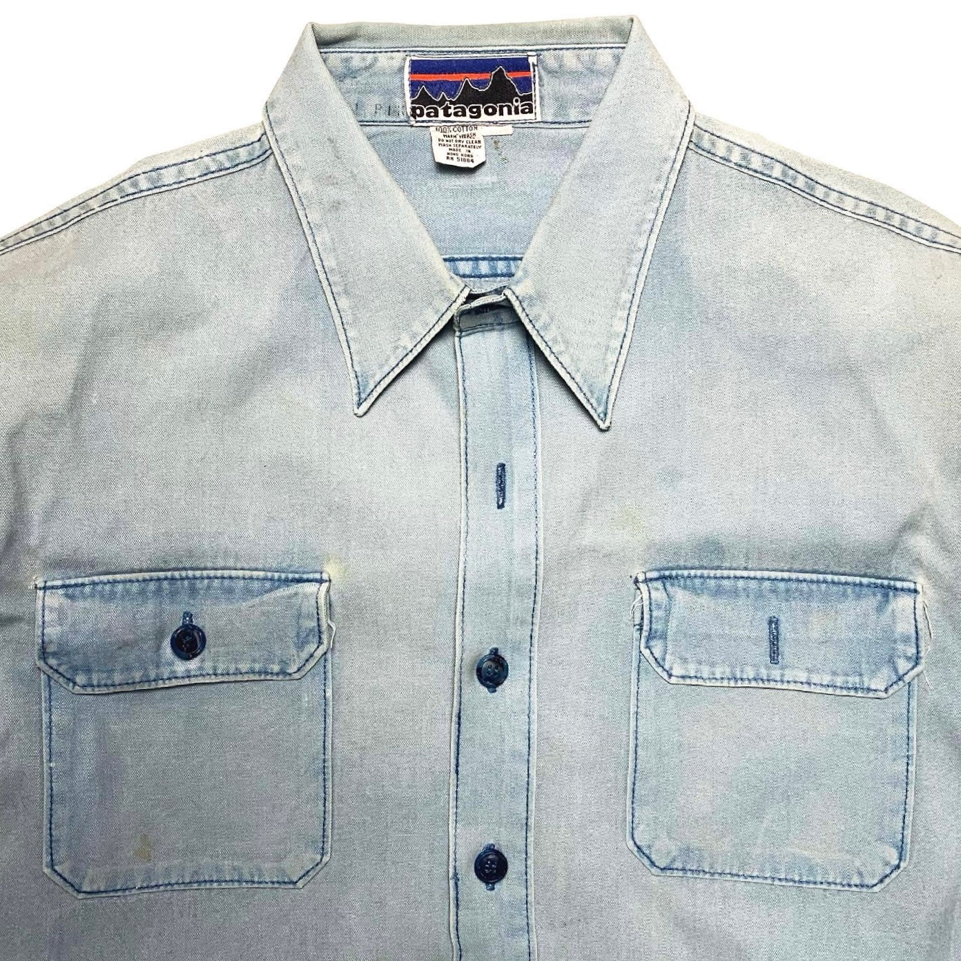 1970s Patagonia L/S Canvas Work Shirt, Light Blue (XL)