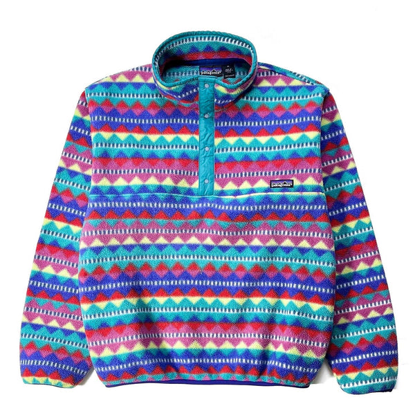 1993 Patagonia Printed Synchilla Snap-T, Diamonds: Light Plum (M)