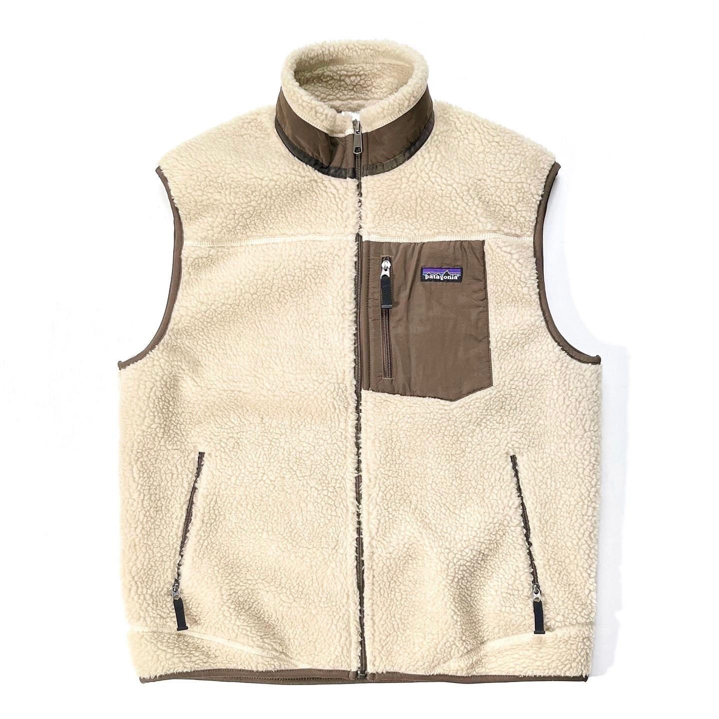 2008 Patagonia Mens Classic Retro-X Vest, Natural & Mushroom (L)