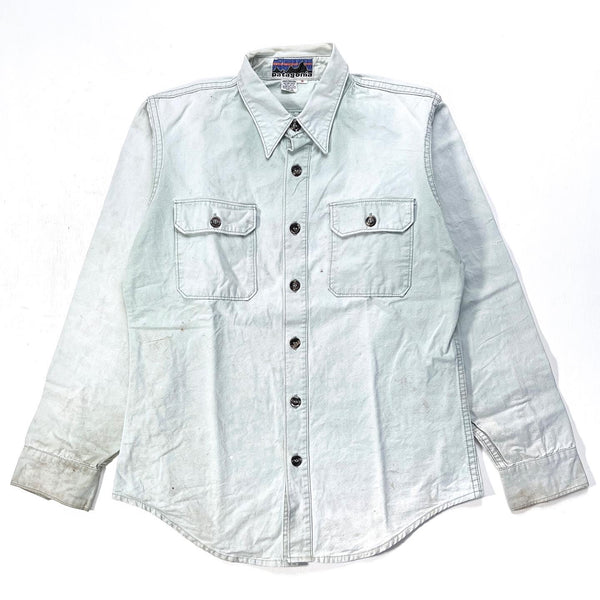 1970s Patagonia “Big Label” Cotton Canvas Shirt, Faded Seafoam (S/M)