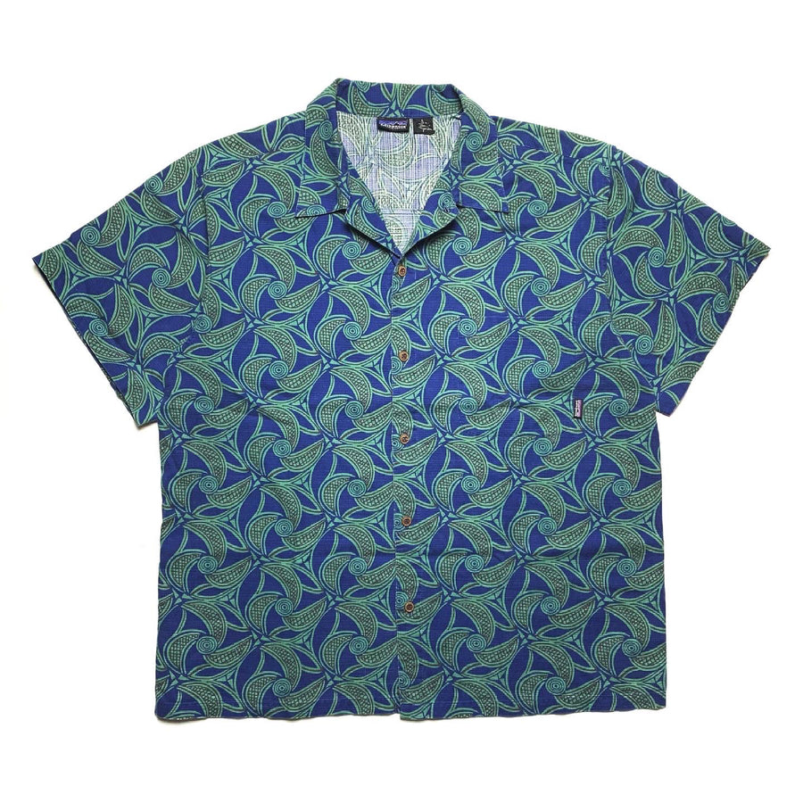 SP98 Patagonia Organic Cotton A/C Shirt, Blue/Green (L Fits XL)