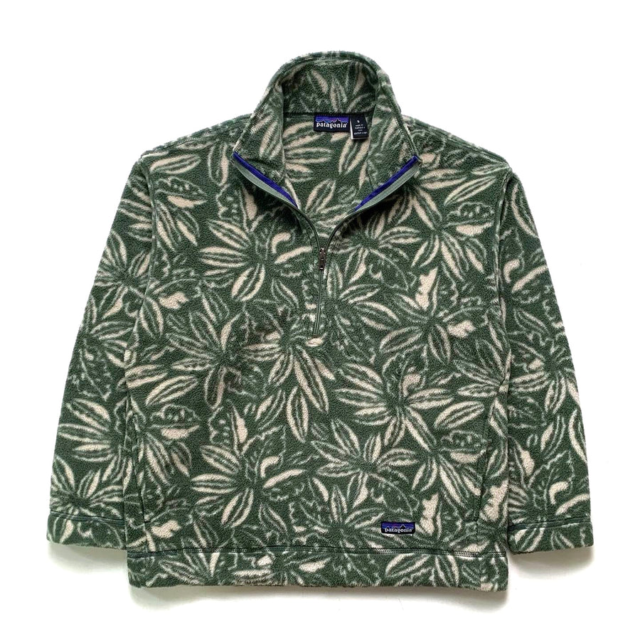 1995 Patagonia Printed Synchilla Sweater, Tropical: Green (S)