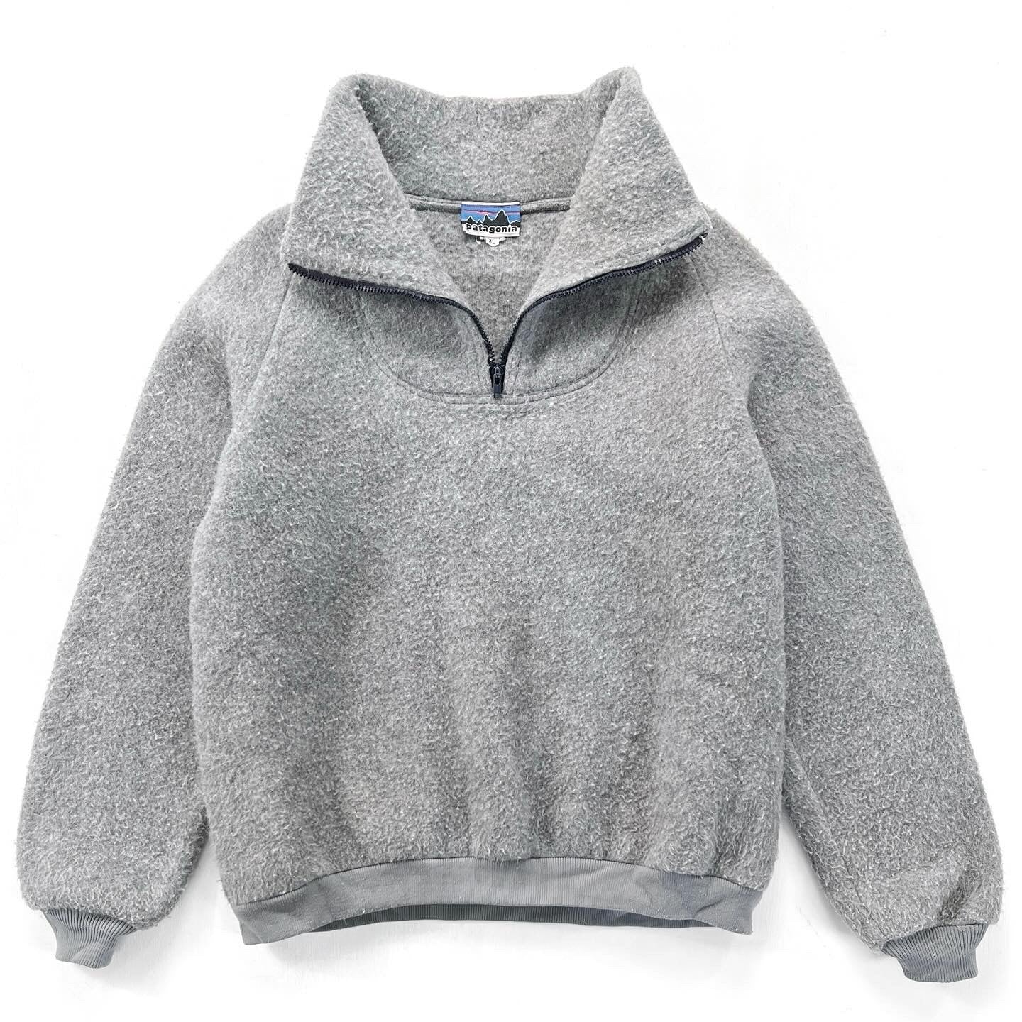1970s Patagonia “Big Label” Bunting Half-Zip Fleece Sweater, Grey (L)