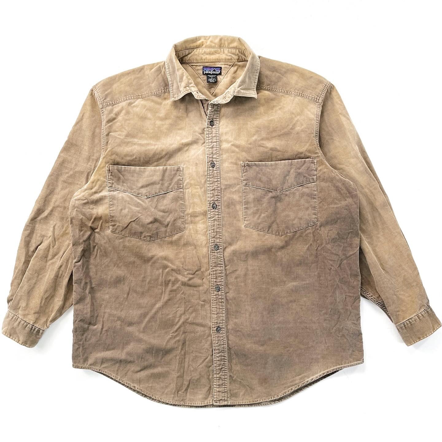 1990 Patagonia Lightweight Cotton Corduroy Shirt, Tan (XL)